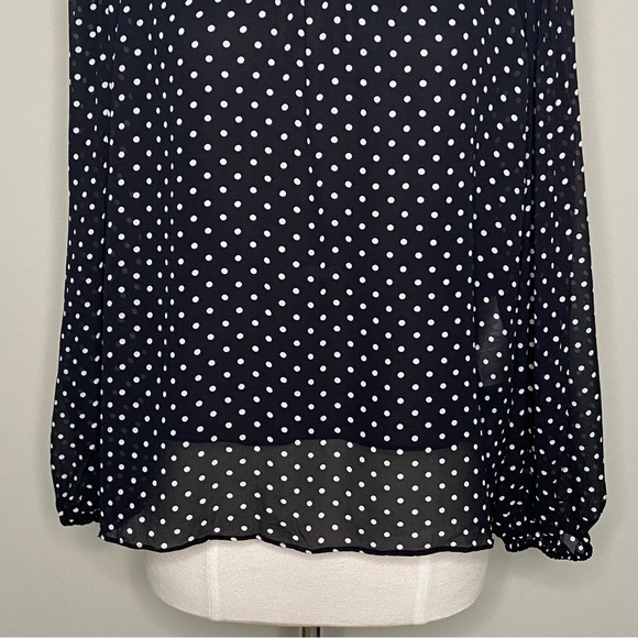 J.Crew Puff Sleeve Polka Dot Top in Lightweight Chiffon, Size Large - Picture 3 of 16